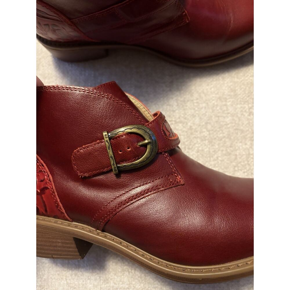 Alegria Women's Leather Ankle Boots Mikki Size 9.5-10 EU40 Red Embossed Heel - Picture 2 of 10